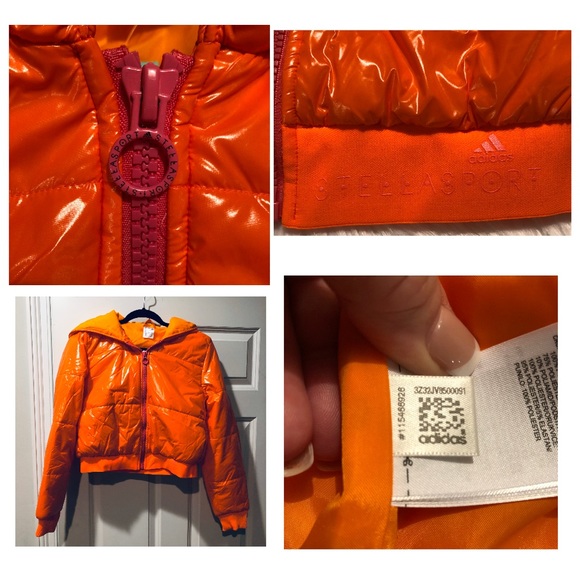 Adidas Stella Sport Puffer Jacket Orange NWT - Picture 7 of 8